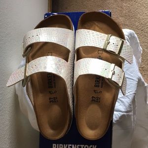 Birkenstock Arizona Shiny Snake Cream 37